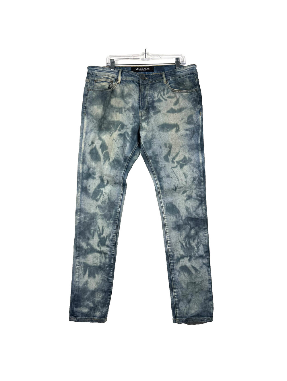 Valabasas Mens Size 36 Slim Fit Faded Washed Distressed Denim Jeans Button Fly
